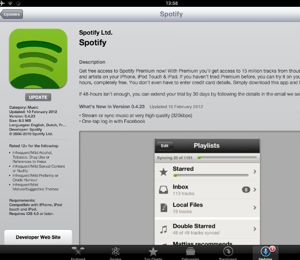 320kbps spotify streaming hits iphone and ipad image 1