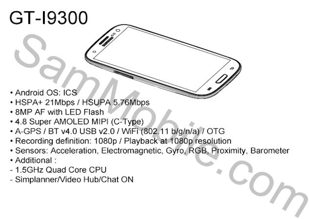 samsung galaxy s3 specs revealed in leaked service manual image 1