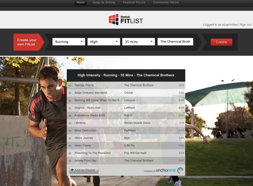 reebok fitlist spotify app create the ultimate running playlist in five clicks image 1