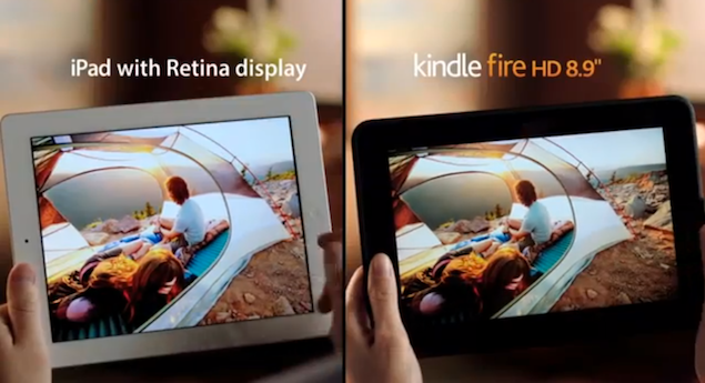 amazon compares kindle fire hd and ipad screen in tv commercial image 1