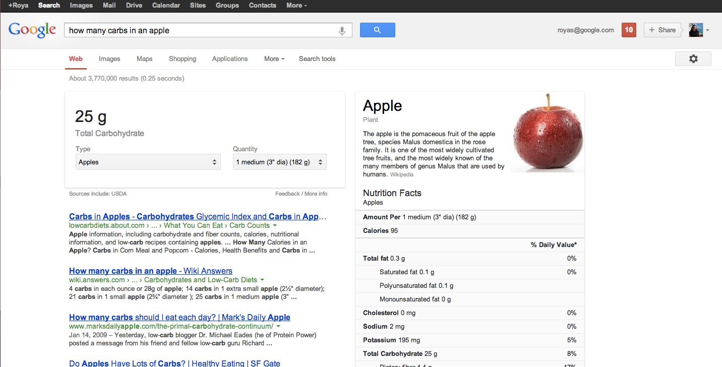 google search adds nutritional data for over 1 000 foods image 1