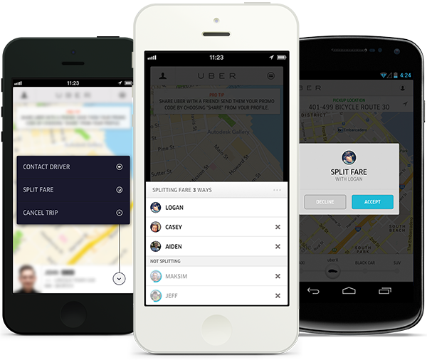 uber for ios and android adds fare splitting to curb friends who forget to pay up image 1
