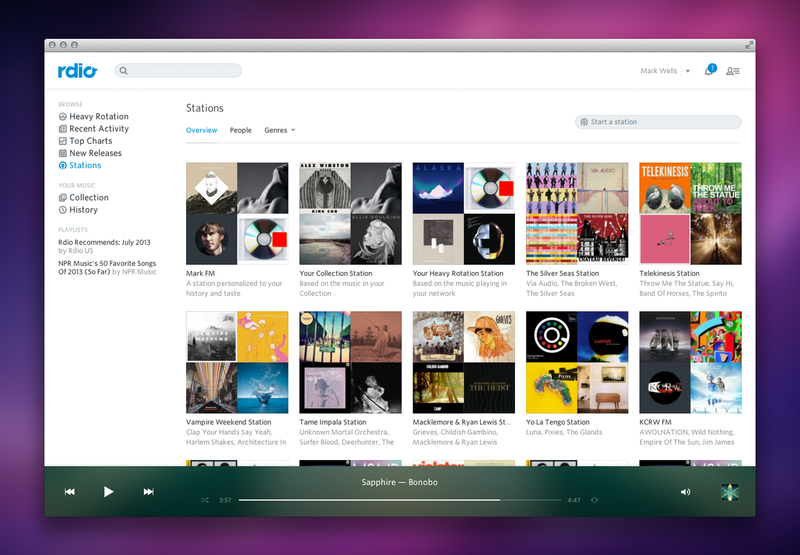 rdio launches personalised radio stations that remind us of pandora image 1