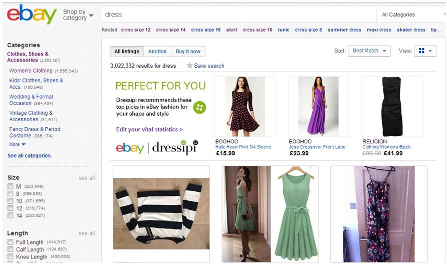 ebay trials fashion personalisation tech get suggestions based on style and size image 1