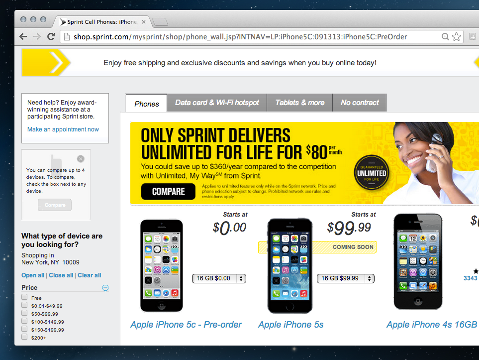 want a free iphone 5c sprint flaunts 100 discount on new iphones image 1