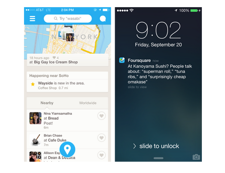 foursquare for iphone updated with real time push recommendations image 1