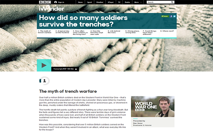 bbc launches iwonder interactive guides starting with dedicated content for its world war one season image 4