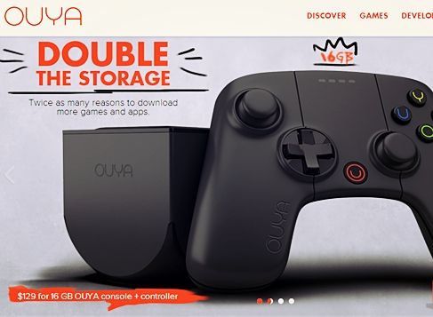 ouya black matte console with double storage now available for 130 image 1