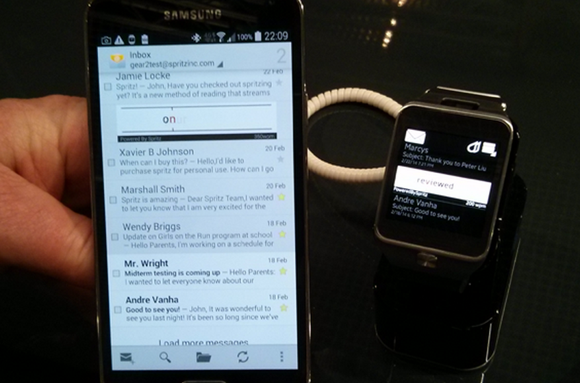 spritz will let you read 1 000 words per minute on a samsung gear 2 smartwatch image 1