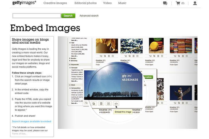 how to embed getty images on your site or blog image 1