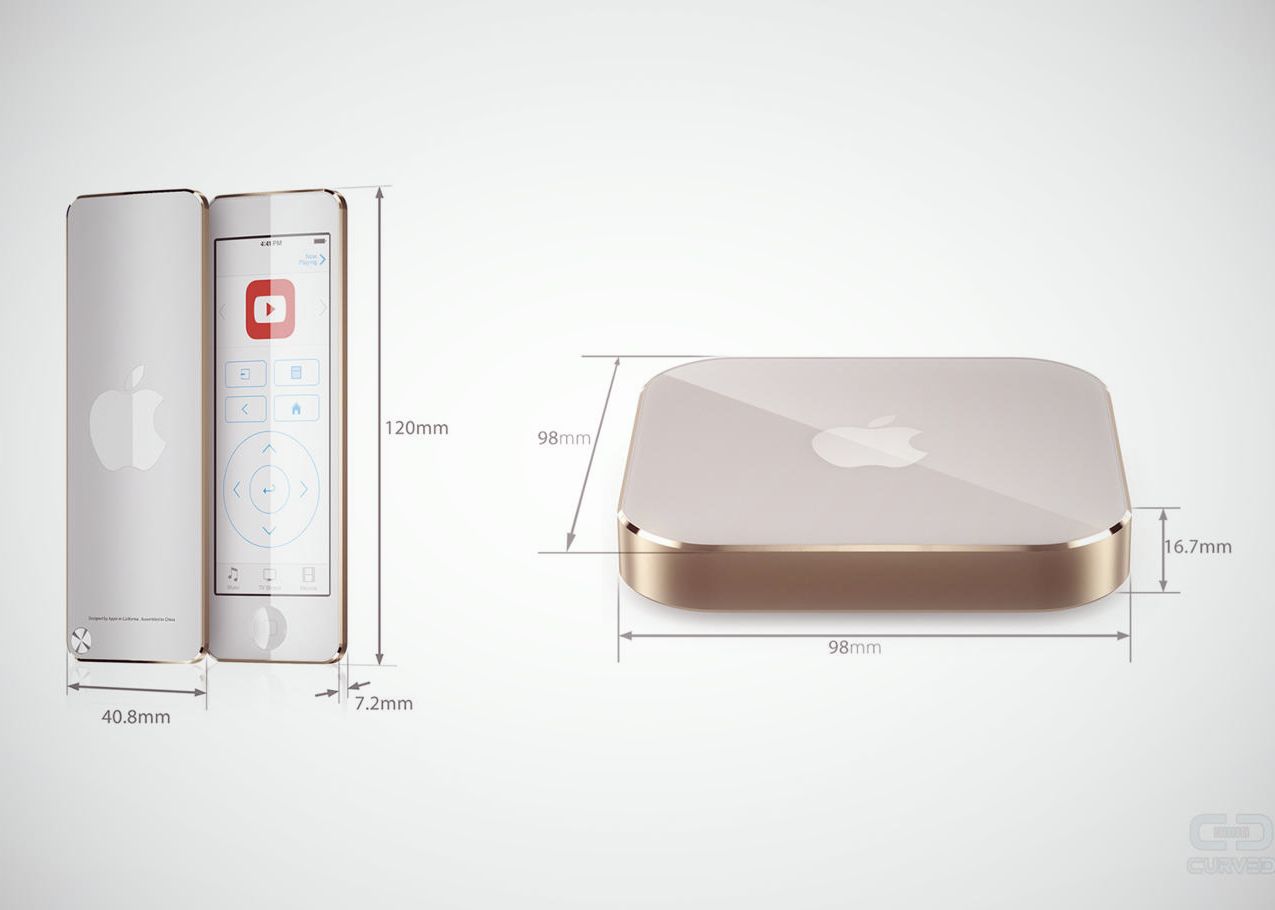 apple tv concept takes on ipod nano like remote with iphone like gold design image 1