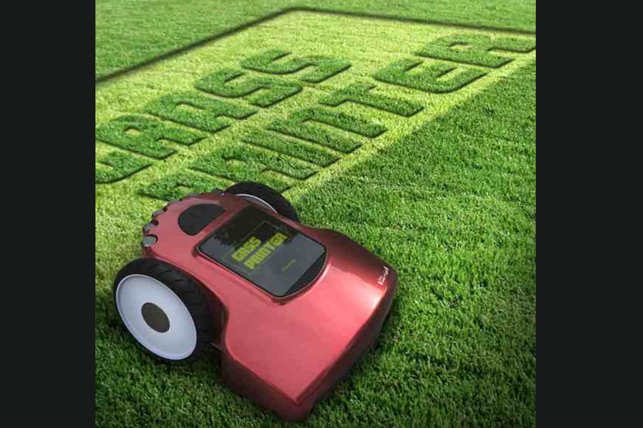 grass printer cuts shapes and letters into the lawn autonomously image 1