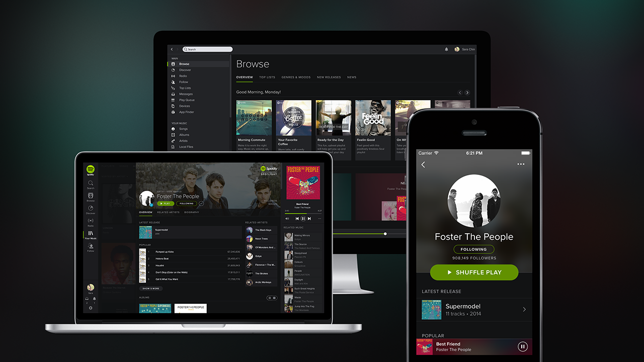spotify embraces the dark side with new cross platform design adds your music too image 4