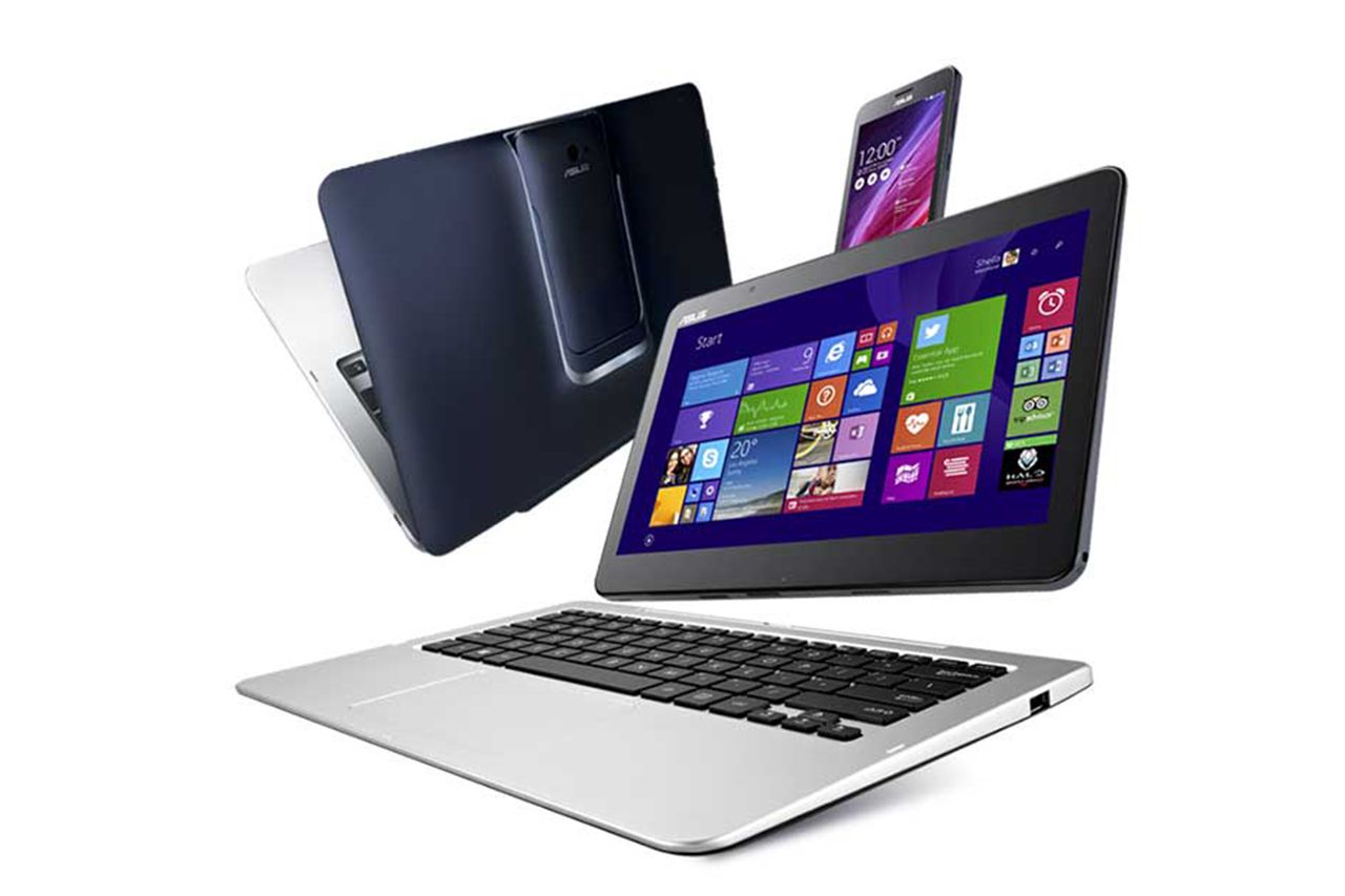 asus transformer book v is a five in one tablet phone laptop with android and windows 8 1 image 1
