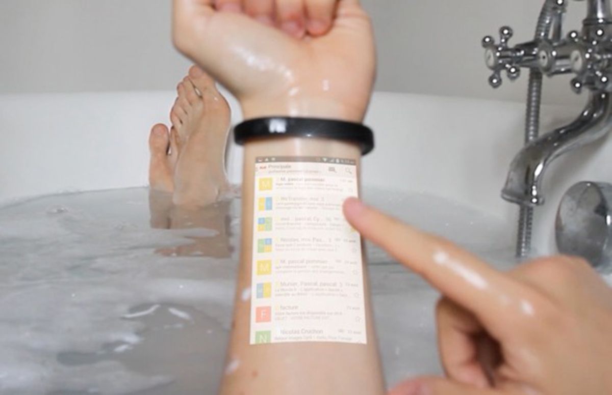 the cicret smart bracelet puts a touch controlled projector on your arm move over google glass image 1