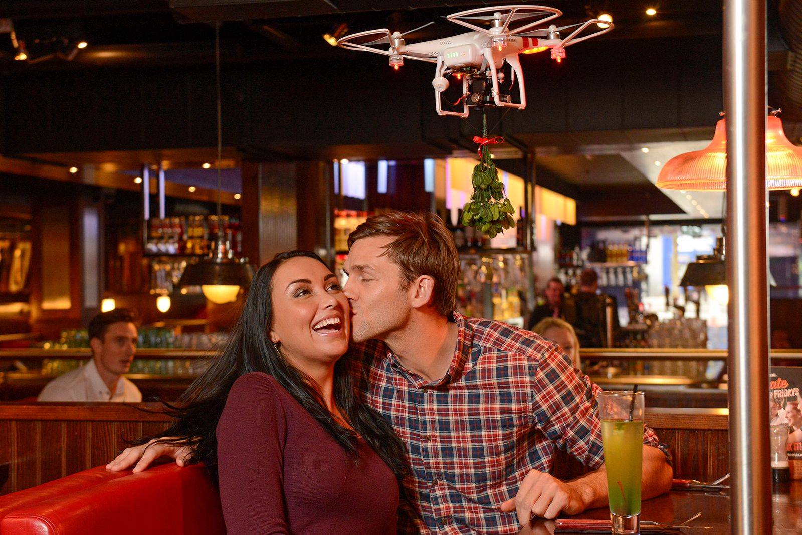 crazy christmas pr stunt 221 mistletoe drone for kiss happy tgi fridays customers image 1