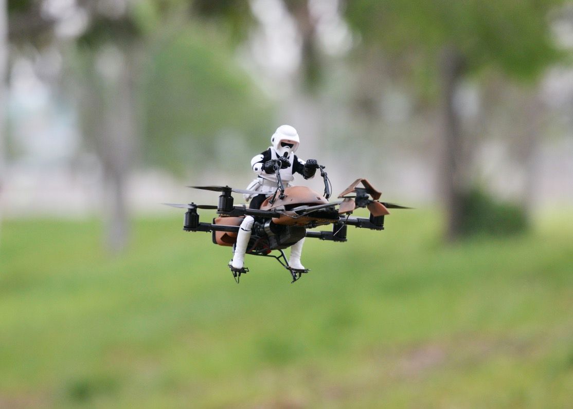a google engineer turned a star wars toy into this awesome speeder bike quadcopter image 1