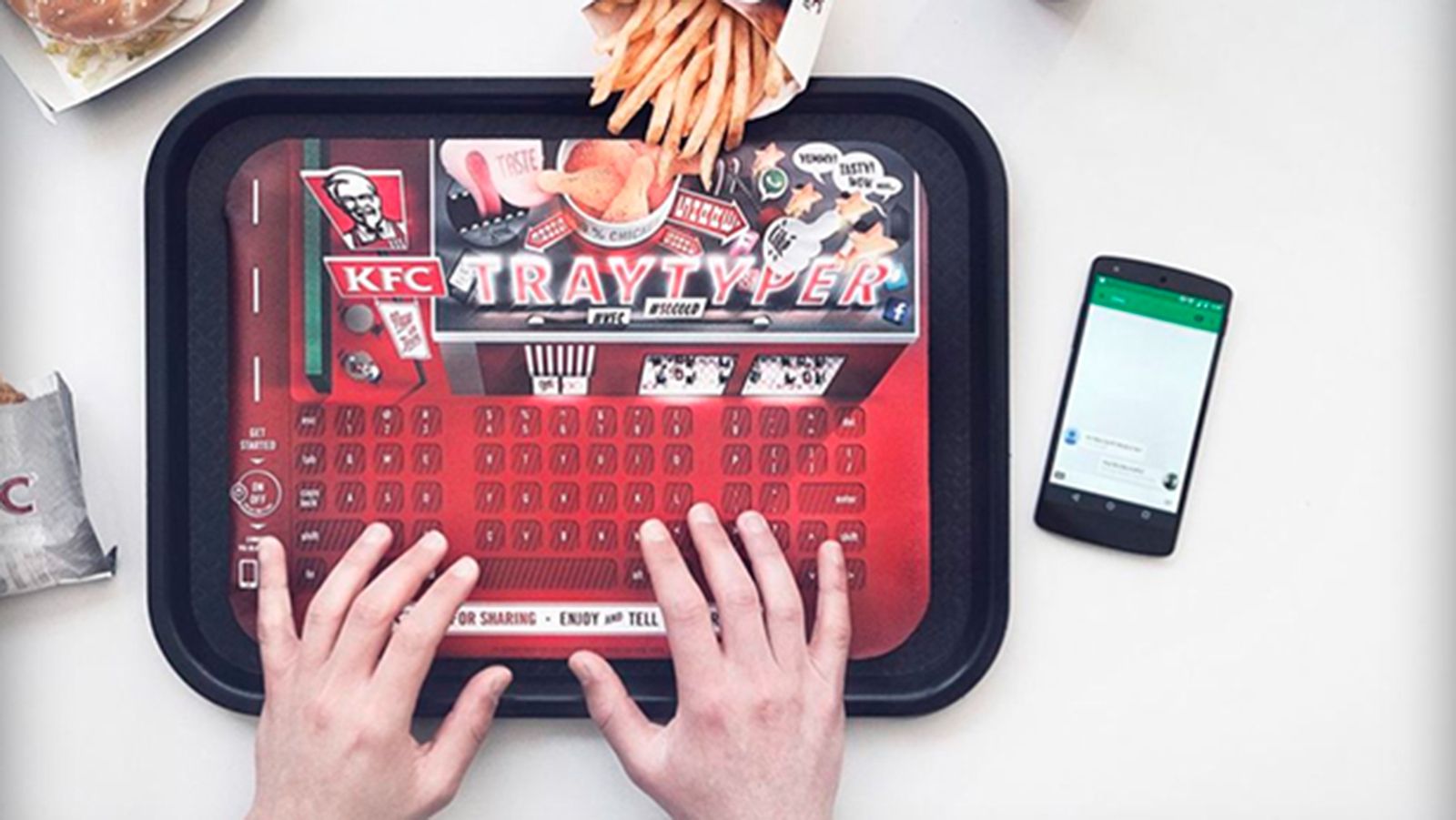 kfc offers paper thin bluetooth keyboard on meal tray greasy phone screen be gone image 1