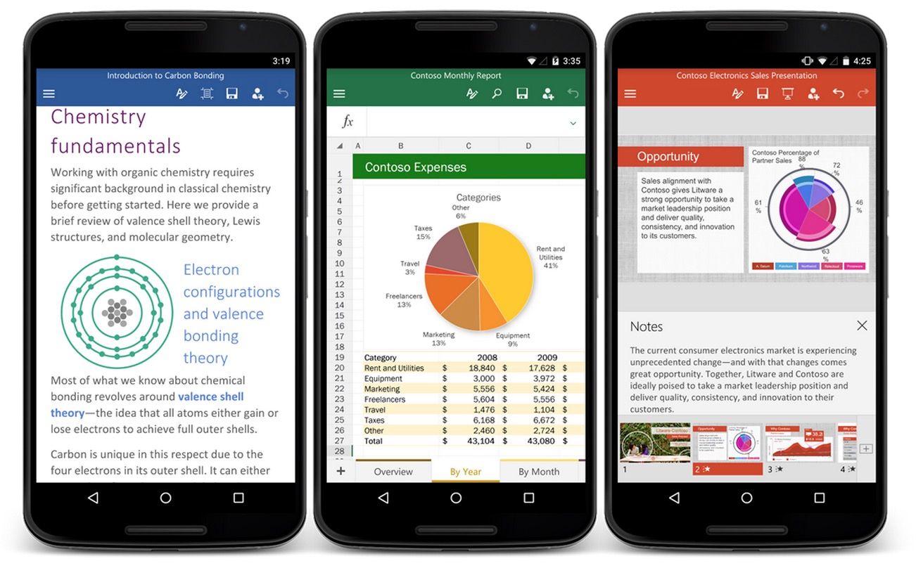 microsoft office officially launches for android phone includes three main apps image 2