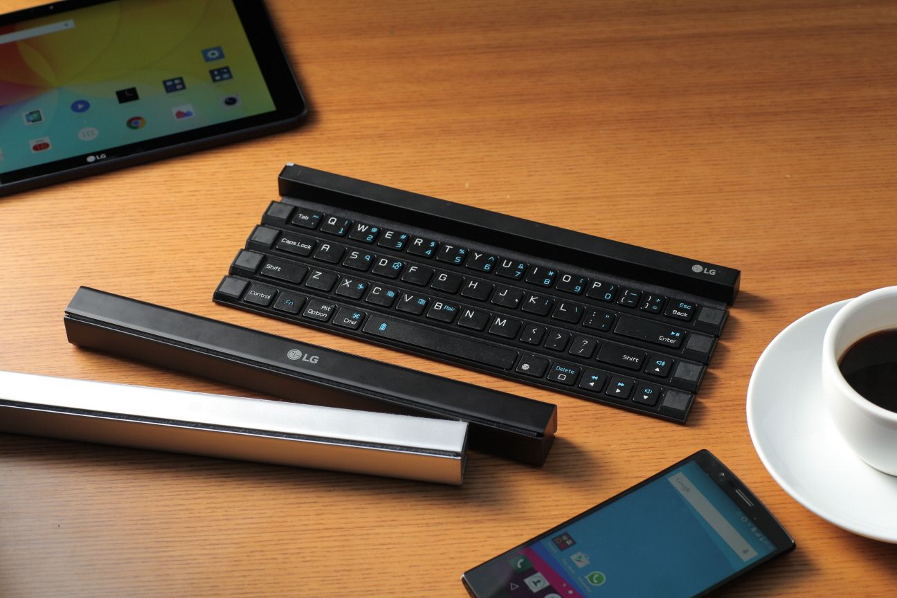 lg rolly is a plastic bluetooth keyboard you can actually roll up image 1