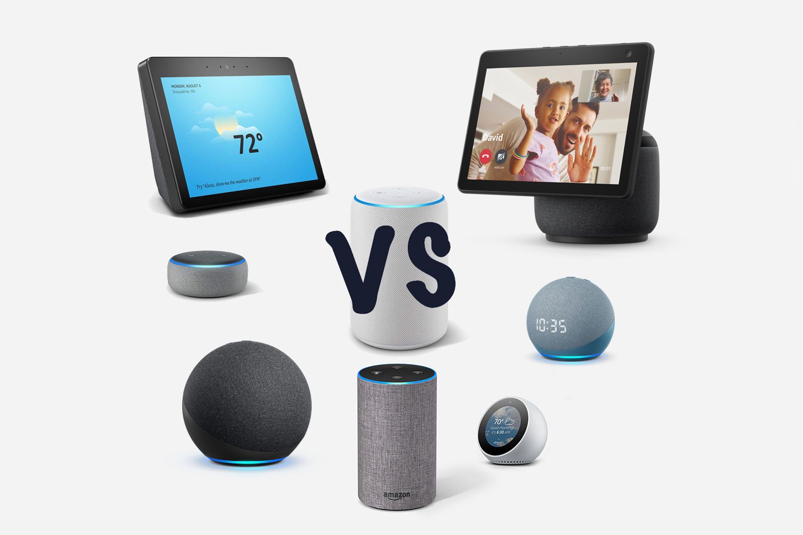 Amazon Echo vs Plus Studio vs Dot vs