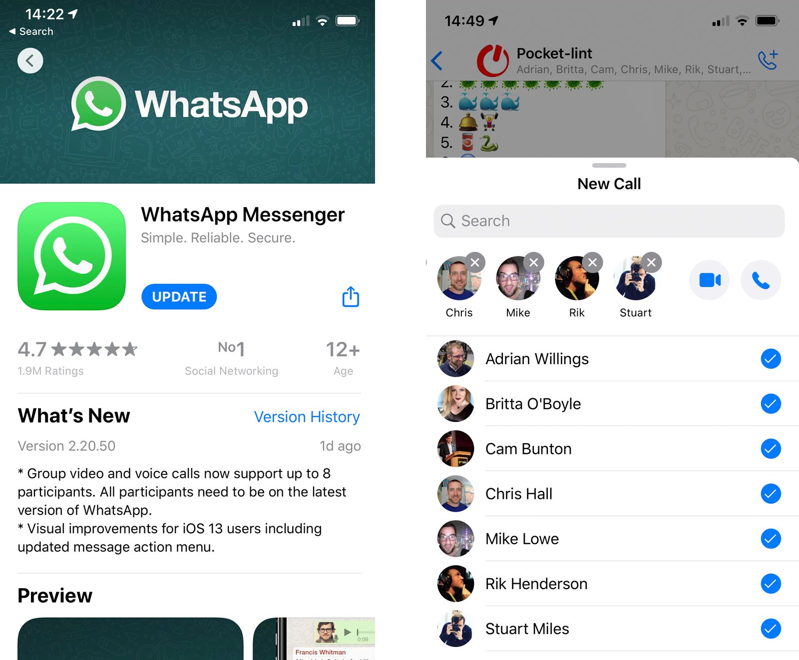 WhatsApp is now rolling out video-calling for up to eight people image 1