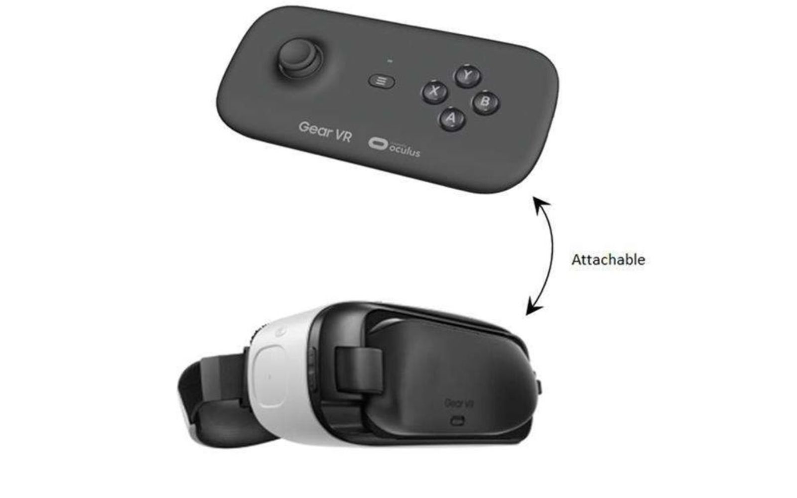 samsung gear vr getting its own gamepad clips into headset when not in use image 1