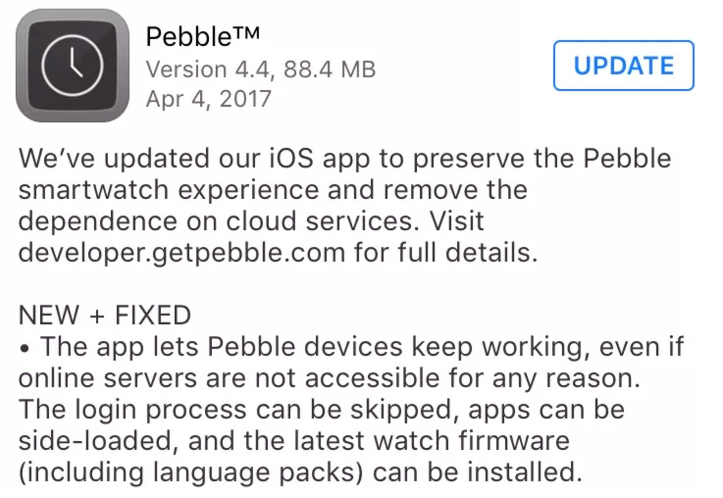 pebble app update allows watches to kind of still work after fitbit sale image 2