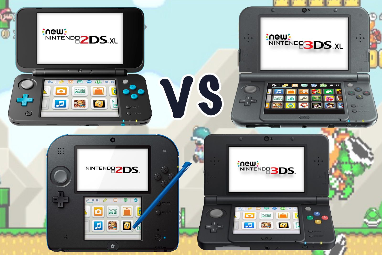 Nintendo XL vs 2DS vs 3DS 3DS What's the difference?