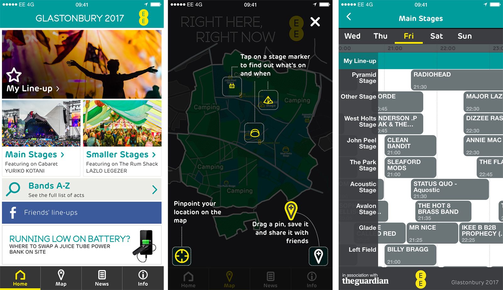 preview glastonbury acts and never lose your tent at the festival with ee s app image 1