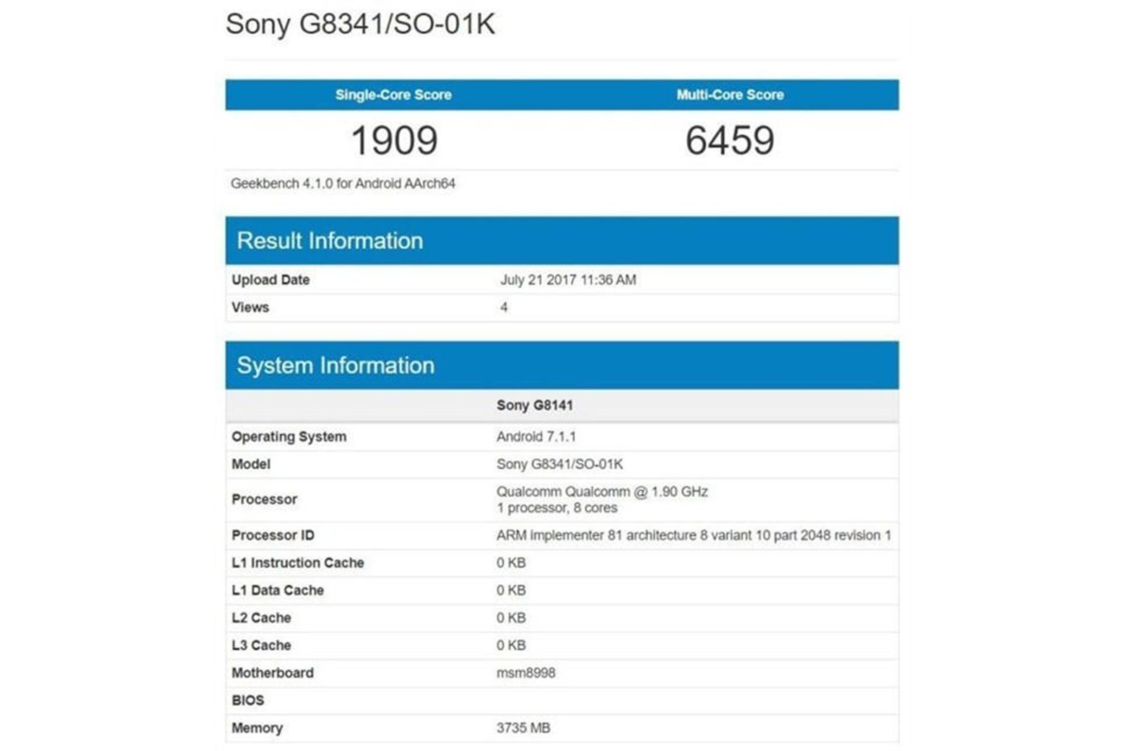 Sony Could Be Working On An Xperia Xz1 Flagship Following Geekbench Listing image 2