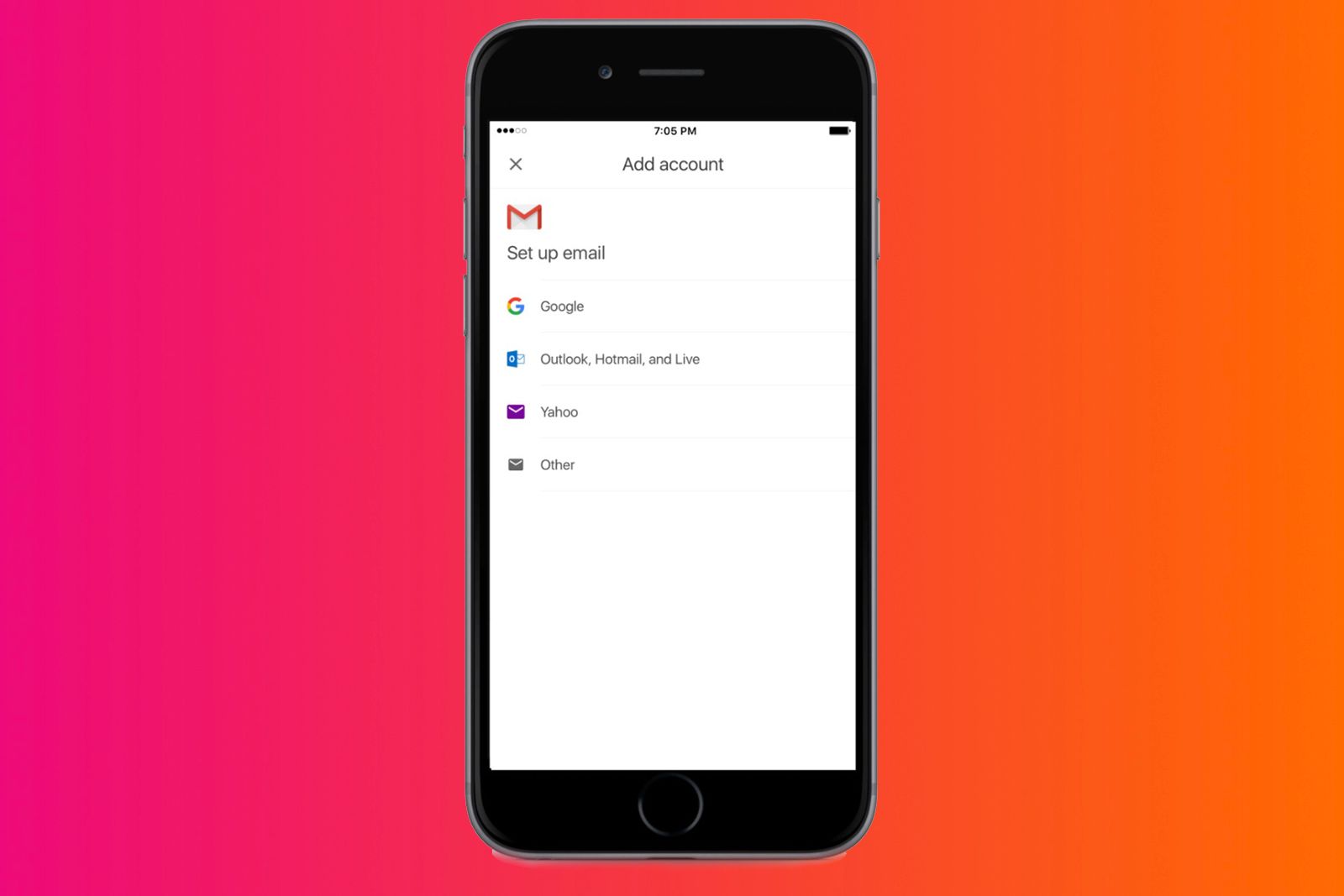 How to add non-Google accounts to the official Gmail iOS app image 1