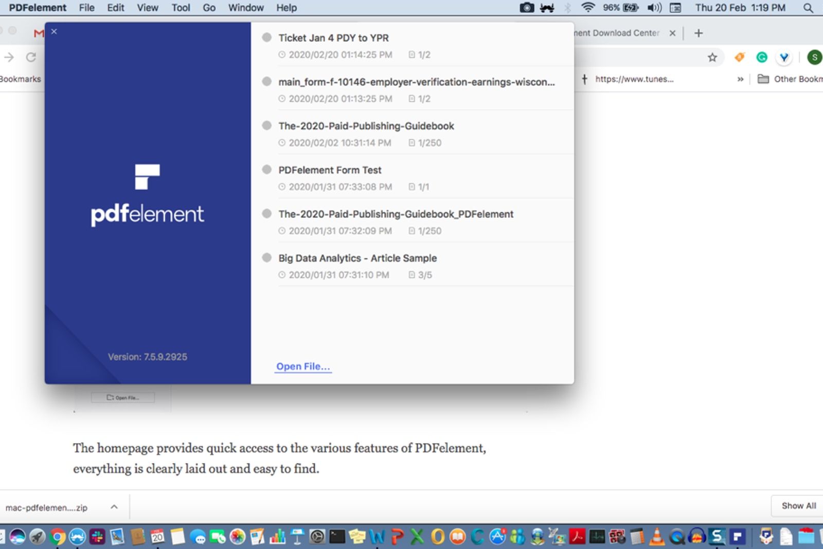 The image shows the home page of PDFelement 7 Pro for Mac
