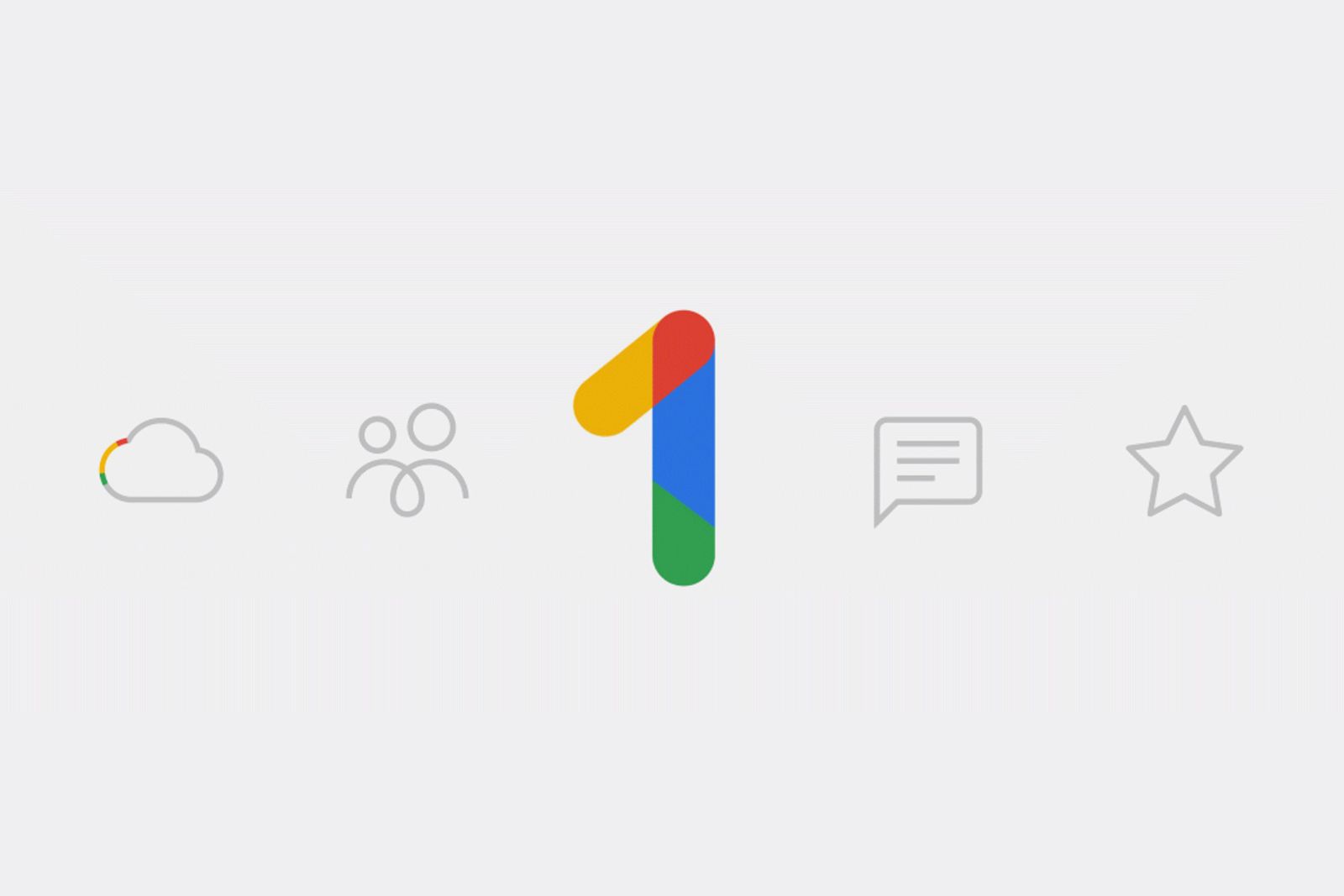 Google One artwork, one in Google colors