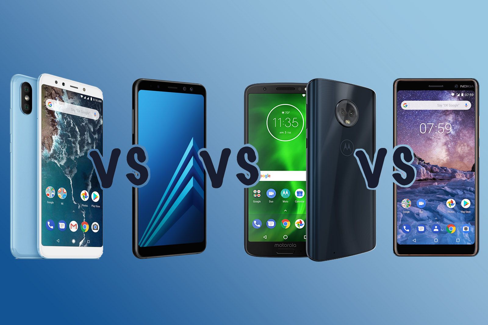 Xiaomi Mi A2 vs Samsung A8 vs Moto G6 vs Nokia 7 Plus Which is best image 1