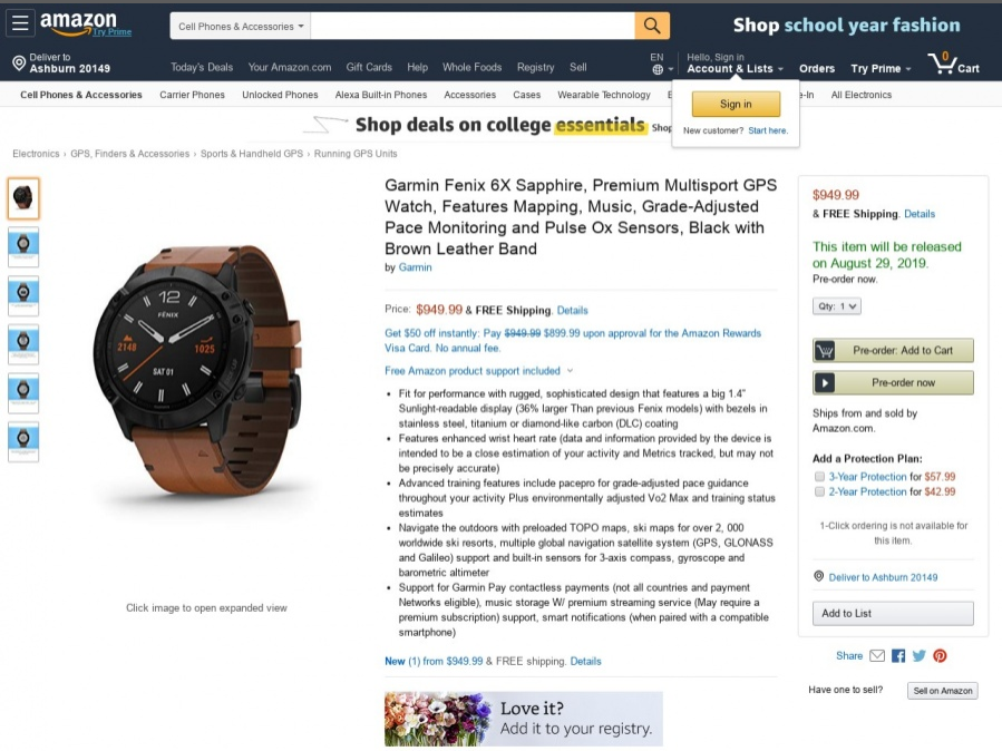 Garmin Fenix 6x Pops Up Briefly On Amazon Prior To 29 Aug Launch image 2