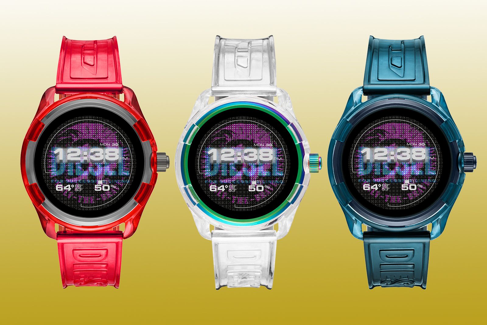 Diesel On Fadelite is a colourful fun unisex smartwatch with a twisting Globe dial image 1