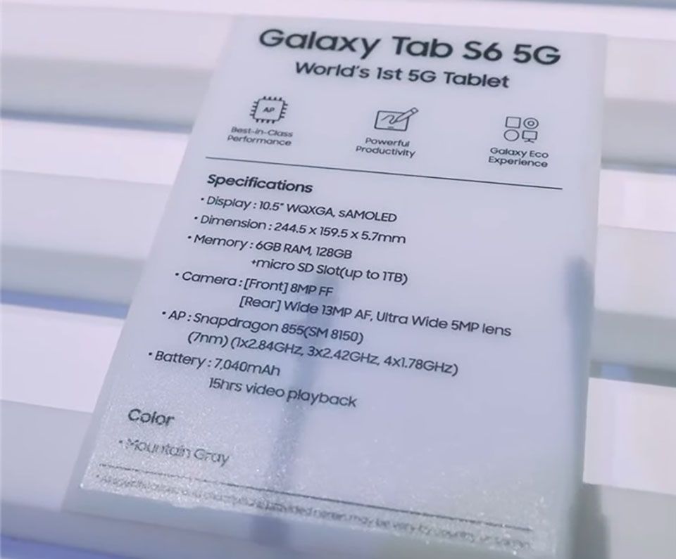 Samsung Galaxy Tab S6 5G specifications revealed 105-inch and 15 hours battery life image 2