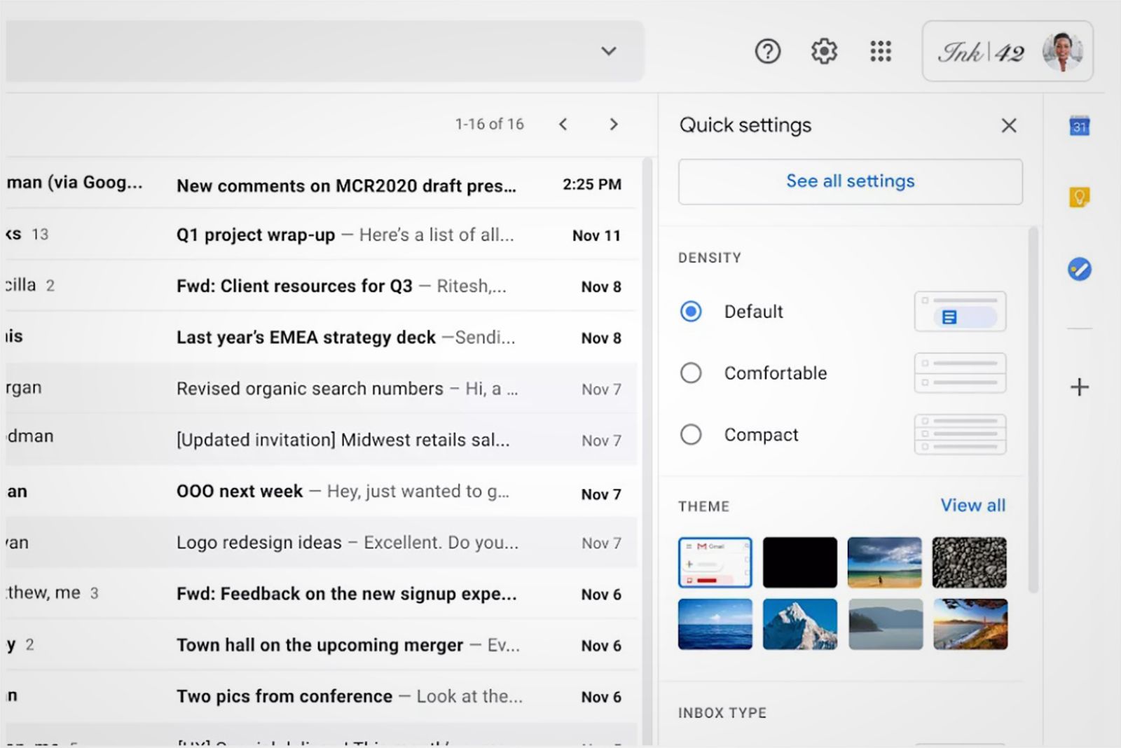 New Gmail Update Quick settings menu coming to your inbox window image 1