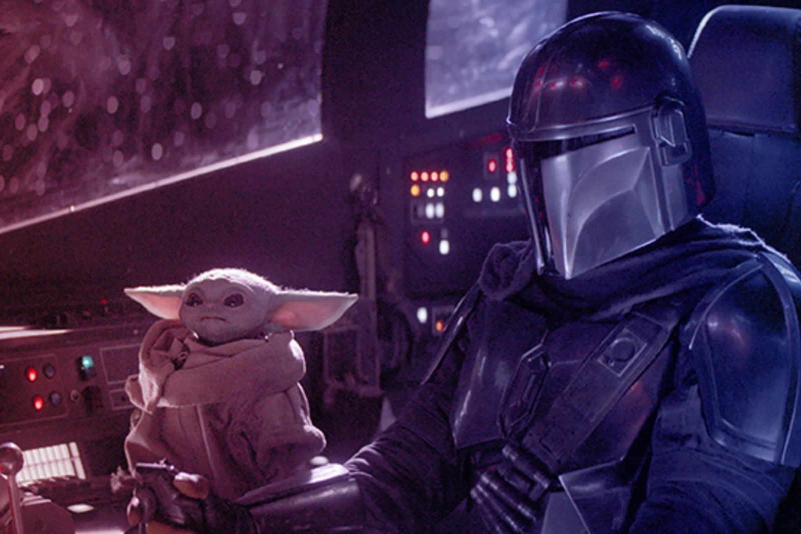 The Mandalorian and Grogu in a space craft