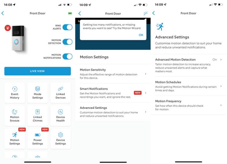 Motion Settings Ring Doorbell Options Ring Video Doorbell 4: The