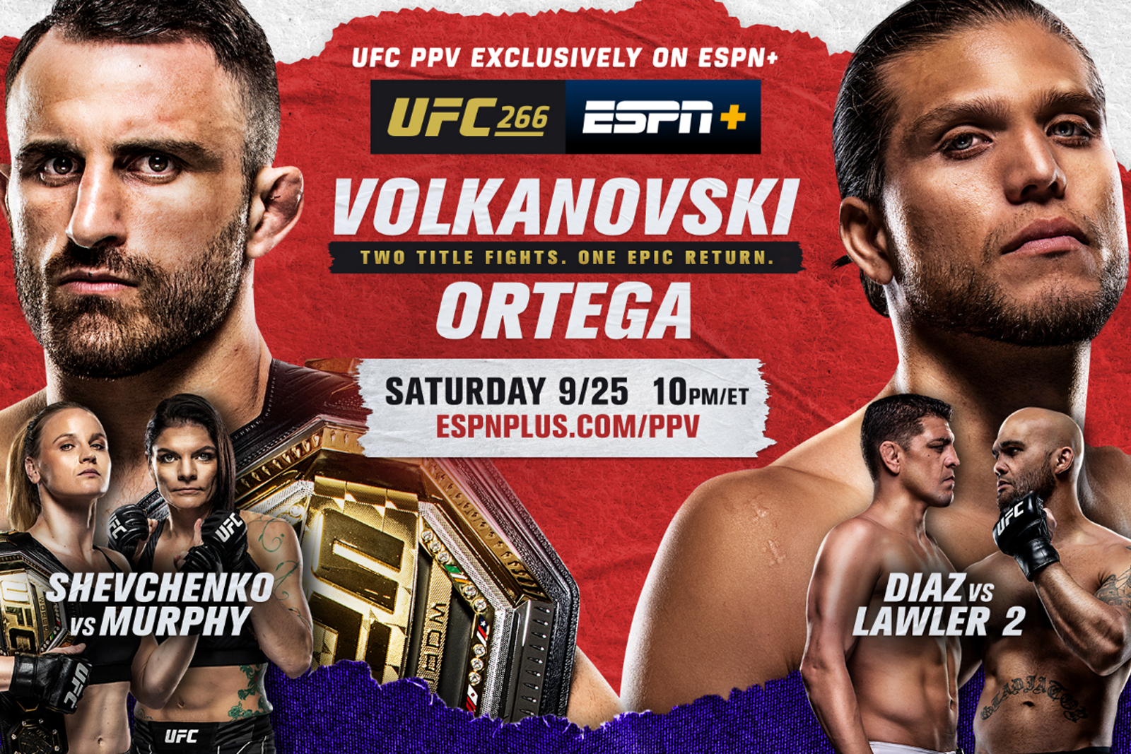 Stream UFC 266 on ESPN to watch “T-City” Brian Ortega against the UFC Featherweight champion, Volkanovski photo 1