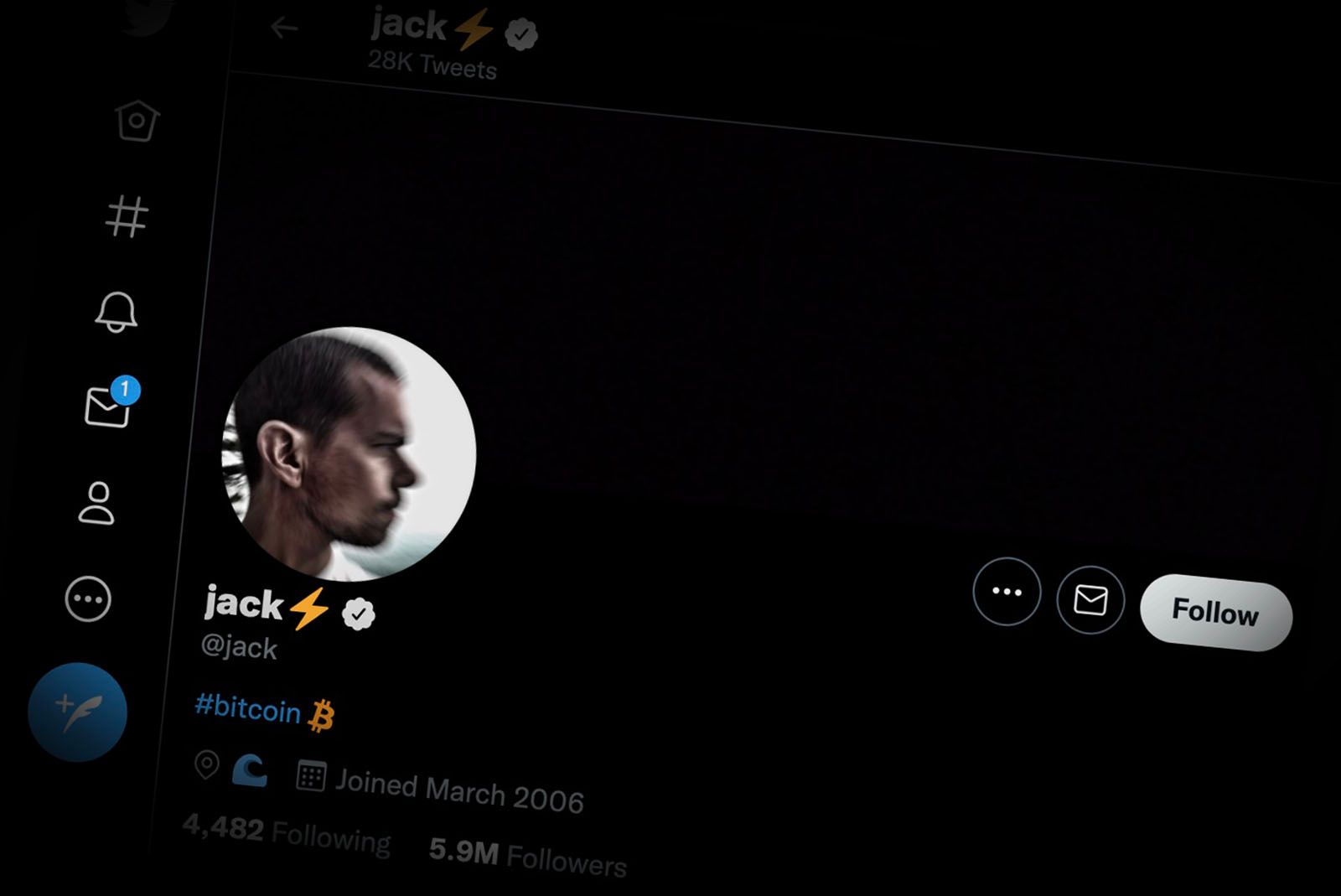 Jack Dorsey's Twitter profile screenshot