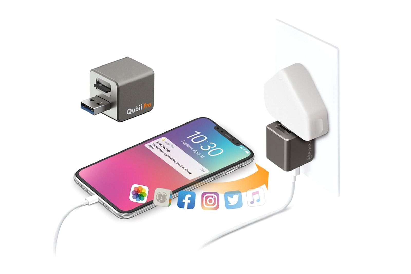 Automatically backup your phones while charging with the Qubii Pro