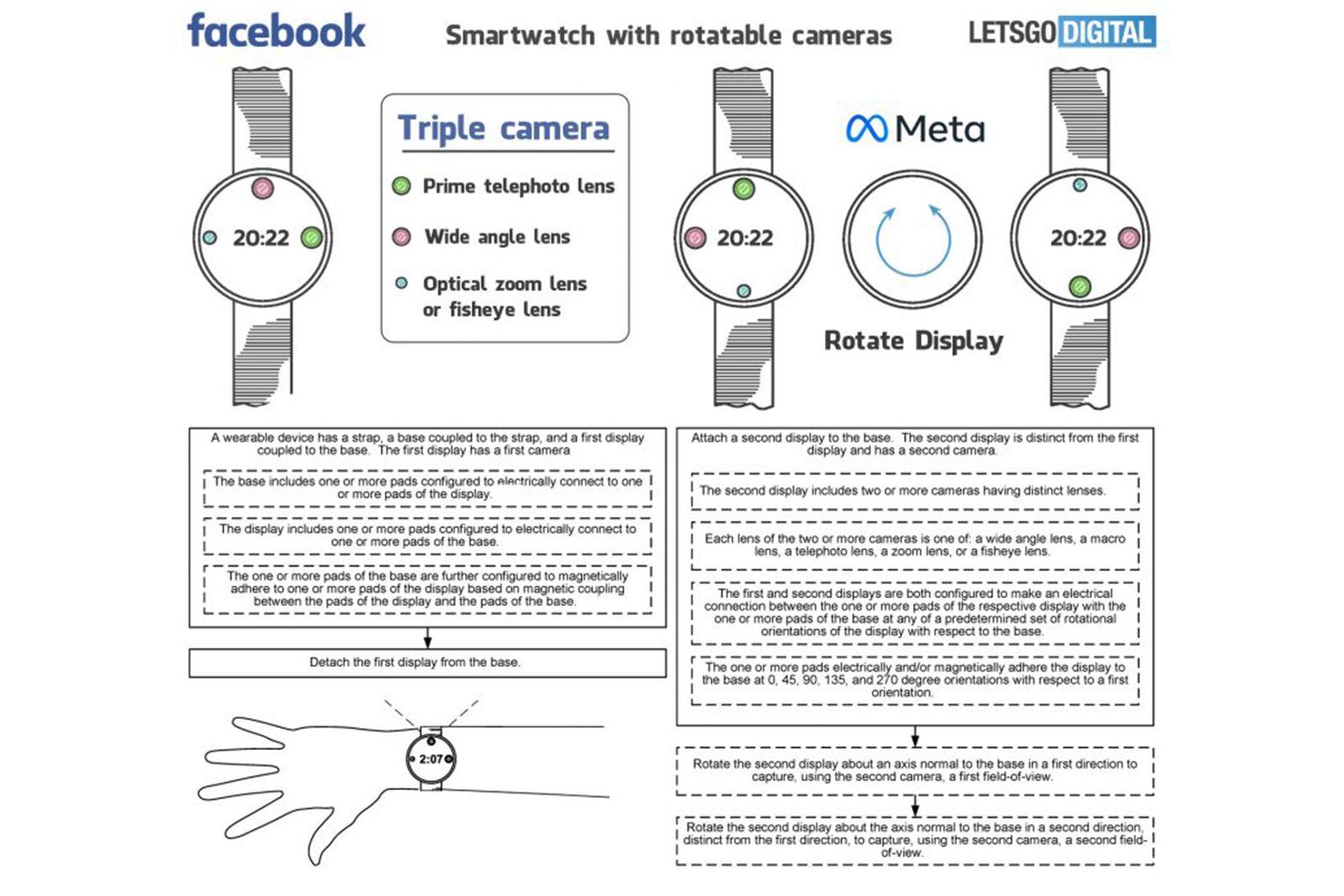 Meta Facebook smartwatch patent shows detachable display and camera photo 2