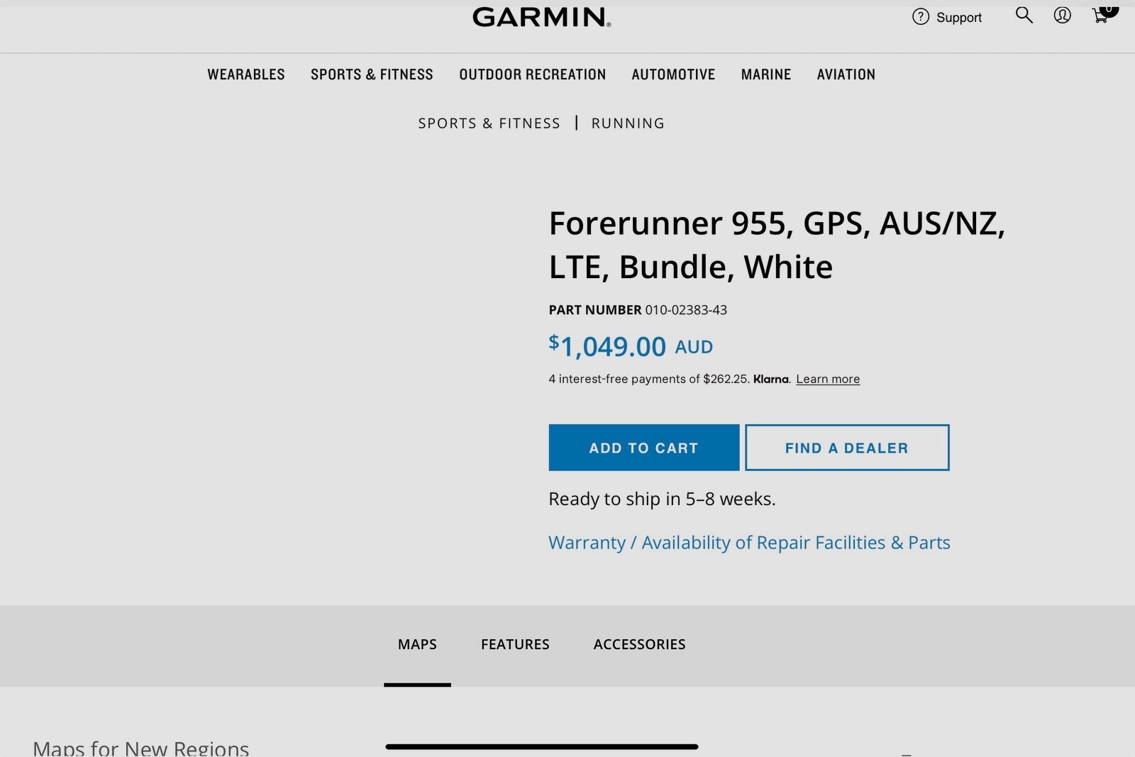 Garmin Forerunner 955 leaks - listing for LTE bundle appears on official Garmin site photo 1