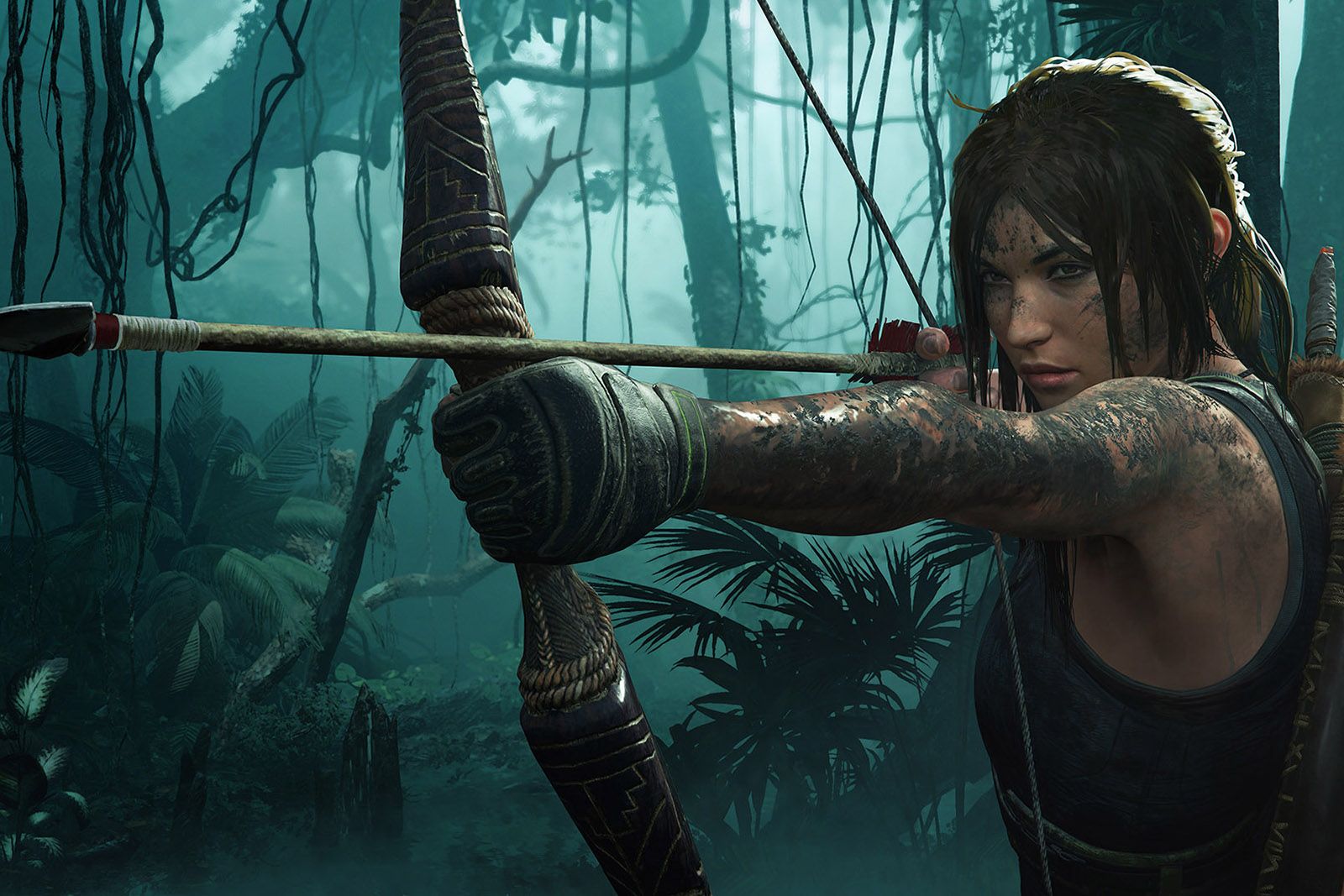 Tomb Raider's Lara Croft with a bow and arrow