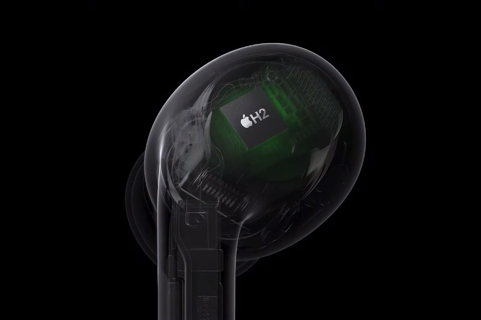 AirPods Pro silhouette showing H2 chip