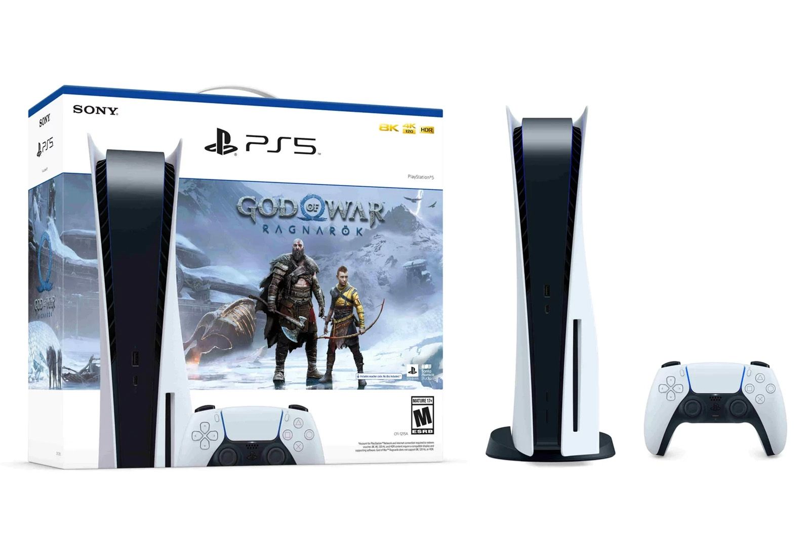 PlayStation 5 + God of War Ragnarök bundle in stock photo 1