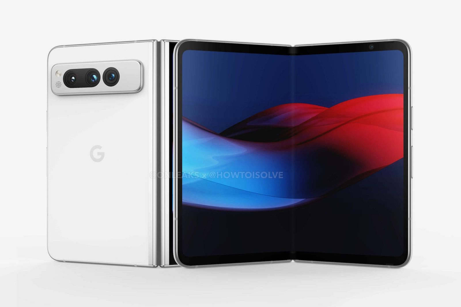 Google Pixel fold render showing device open